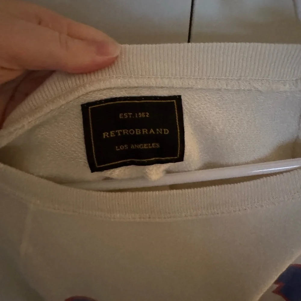 Free People White Sweatshirt with Blue and Red 76 Print - Picture 3 of 4